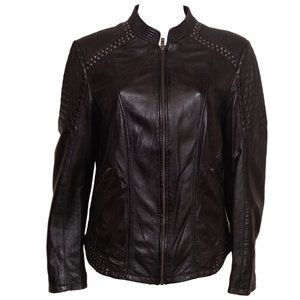 Women's Leather Oversized Bomber Jacket